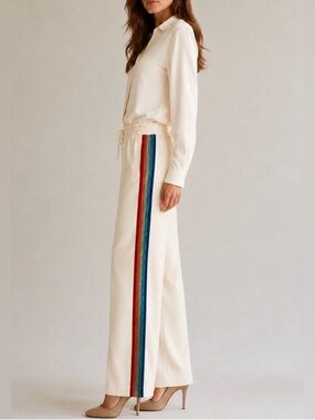 Zadig & Voltaire | Poeme Crepe Satin Pants with Rainbow Trim